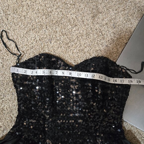 14 (fits 8) 80s Vintage What's Up by Carol Black Sequin Strapless Poof Dress - Picture 6 of 8